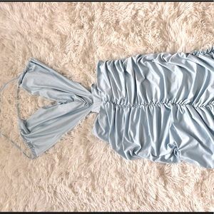 Baby blue open back dress (L)